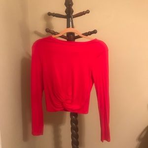 GAZE Super Soft Red Crop Top with Front Knot
